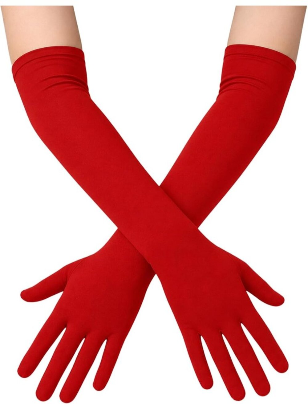 Women's Red 18" Long Halloween Cosplay Costume Party Spandex Opera Gloves